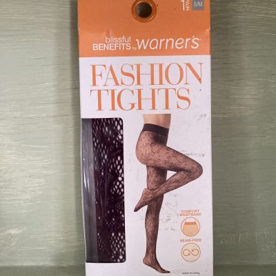 Warner's Fashion Tights Blissful Benefits Womens Small/Med Black Floral NIB